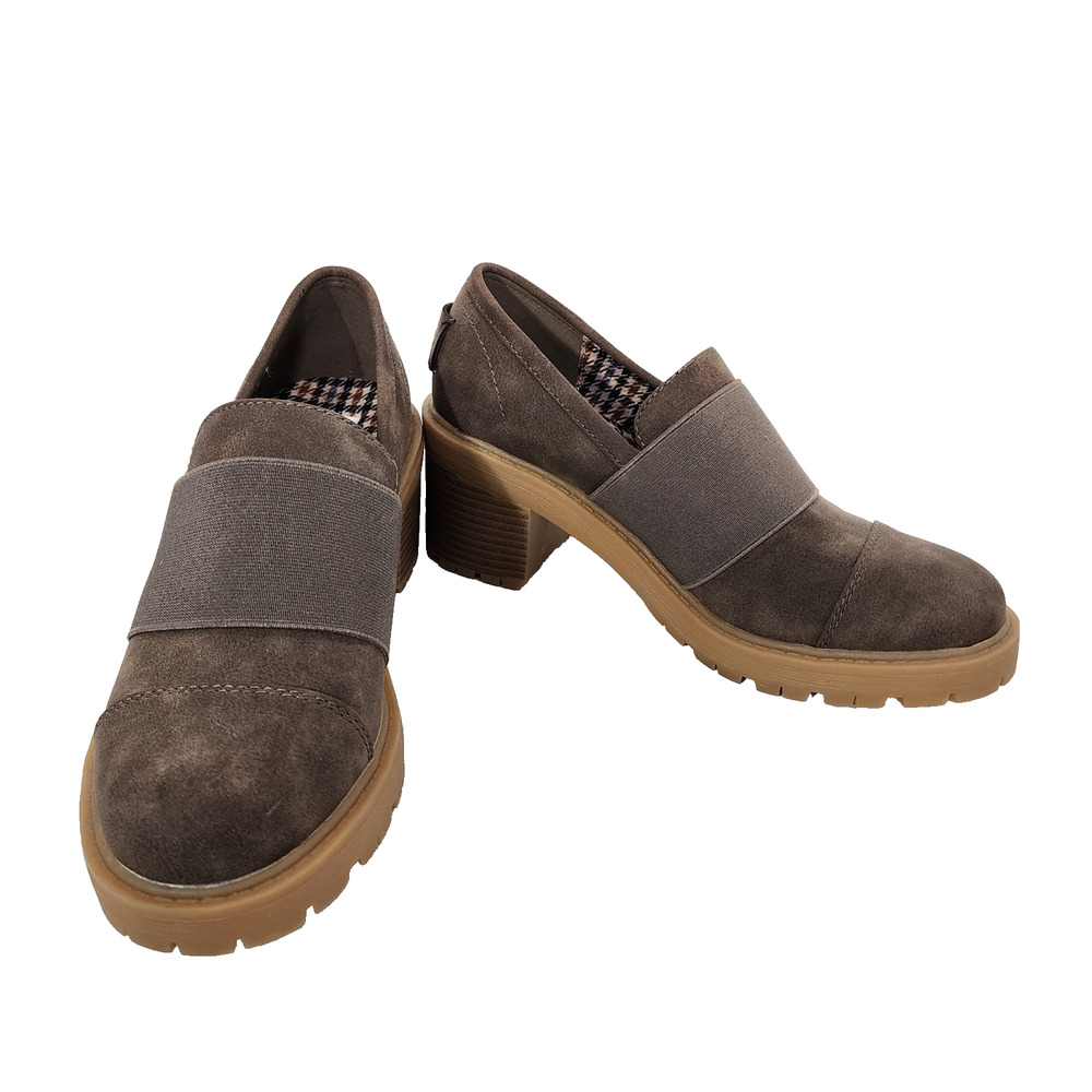 MUK LUKS Women's Lucy Lettie Slip On Block Heeled Loafers Dark Brown Size 8.5